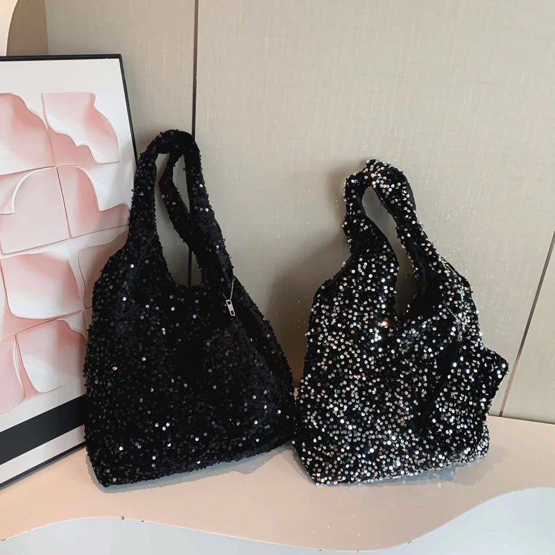 Bolso Tote para Mujer, Bolso de Hombro con Lentejuelas, Bolso Hobo Moderno, Bolso para Llevar Bajo el Brazo, para el Trabajo, Viajes y Compras