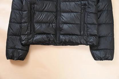 Chaqueta Corta Acolchada de Algodón para Mujer, Estilo Otoño Invierno, con Estampado de Letras, Capucha, Informal, Estilo Ame...