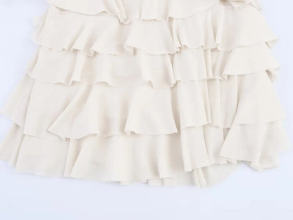 Falda Midi Decorada a Capas de Moda, Novedad de Primavera, Falda Casual de Poliéster de Cintura Alta para Mujer, Corte Holgado