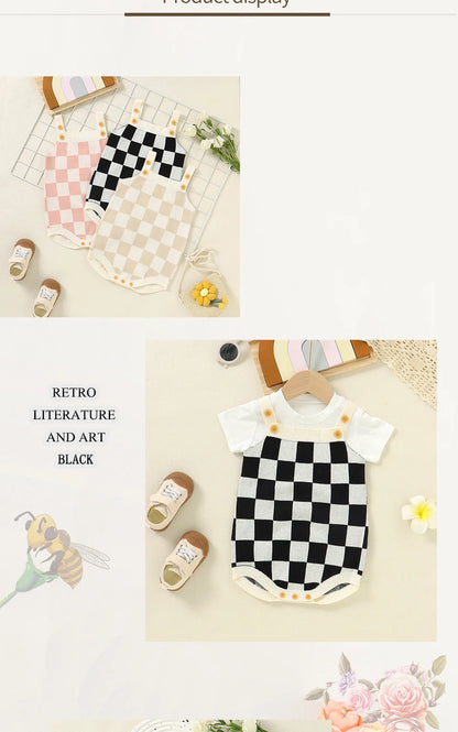 Body infantil, ropa de 0 a 18m con patrón a cuadros para recién nacidos, niños y niñas, mono informal sin mangas, mono, trajes para niños pequeños de una pieza