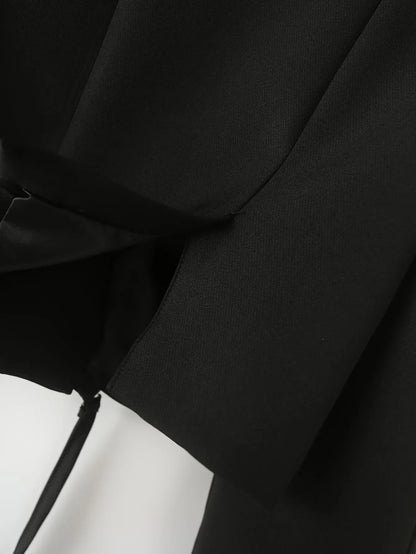 Early Autumn Women's Cross-Belted Slim Fit Short Suit Jacket Fashionable Business Casual Style Long Sleeve Commute Friendly