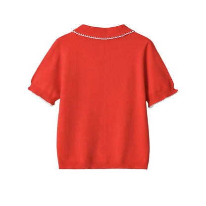 Blusa Polo Elegante para Mujer – Detalles de Encaje y Estilo Casual Chica