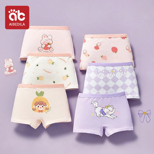 6 uds bragas para niñas, calzoncillos Boxer con patrón de personajes encantadores de dibujos animados para niñas, ropa interior de algodón suave para niños, Boxers lavables para niños ﻿