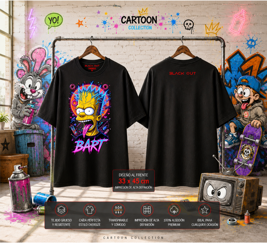 Playera Overside 260gr BLACK OUT Colección Cartoon BART