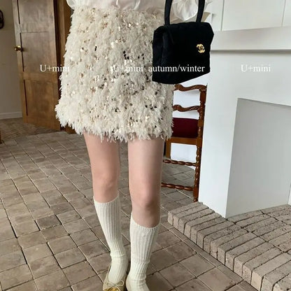 Wrap Hip Club estilo coreano Jupe Femme Y2k Sexy Faldas Mujer Moda 2026 Faldas de lentejuelas negras Mini primavera Otoño Verano