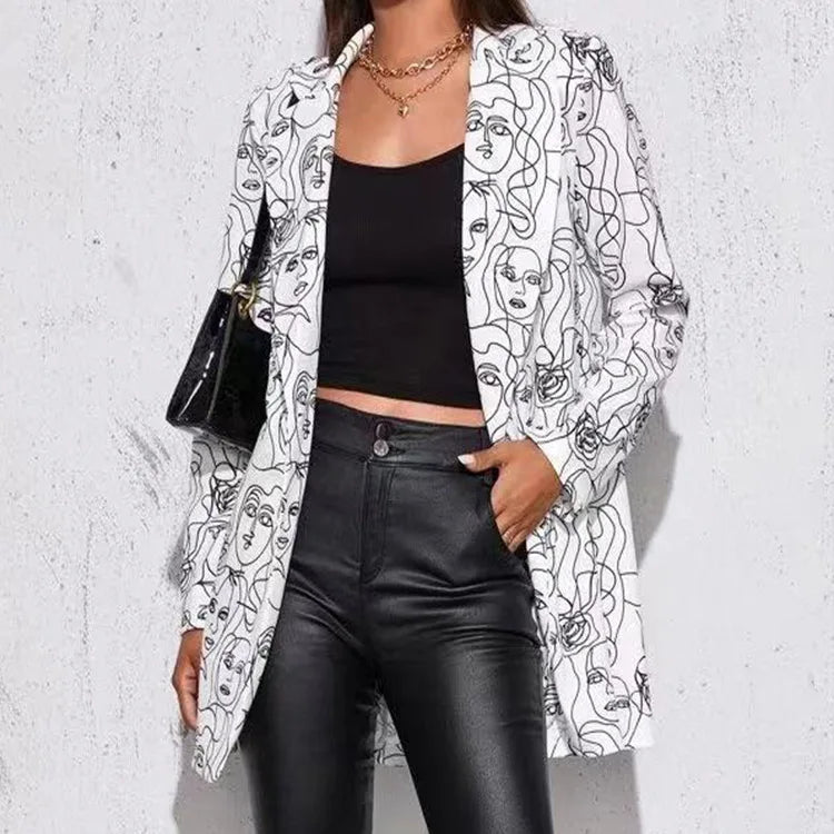 Women's Casual Long Sleeve Turn-down Collar Suit Jacket Elegant Fashionable Chinese Brandless Ladies' Formal Wear
