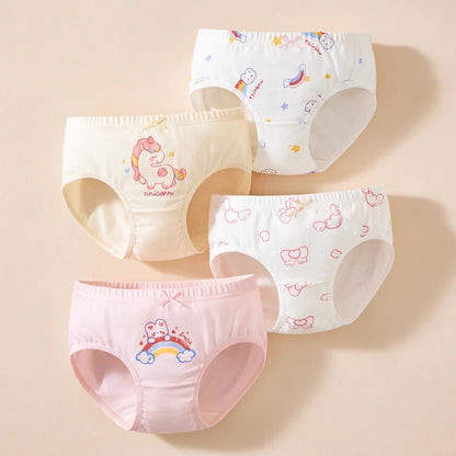 4 unids/lote de ropa interior para niñas, bragas bonitas de dibujos animados para niñas, calzoncillos transpirables de algodón para niños pequeños de 1 a 14 años