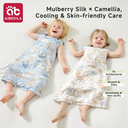 AIBEDILA Saco de dormir sin mangas para bebé, estilo chaleco de gasa fina de seda para verano, manta antipatadas, ropa de dormir para recién nacido para todas las estaciones