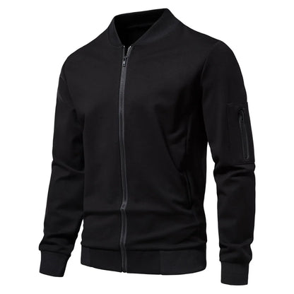 Chaqueta Casual con Cierre y Cuello Alto para Hombre, Primavera-Otoño 2025, Chaqueta Deportiva de Color Sólido, Chaqueta Bomber Urbana para Hombre