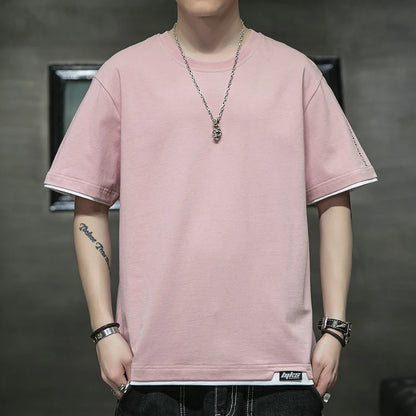 Newest Solid Color 100% Cotton Men T Shirt Hip-Hop Cotton T-shirt O-neck Summer Male Causal Tshirts Fashion Loose Tees YBRDT102