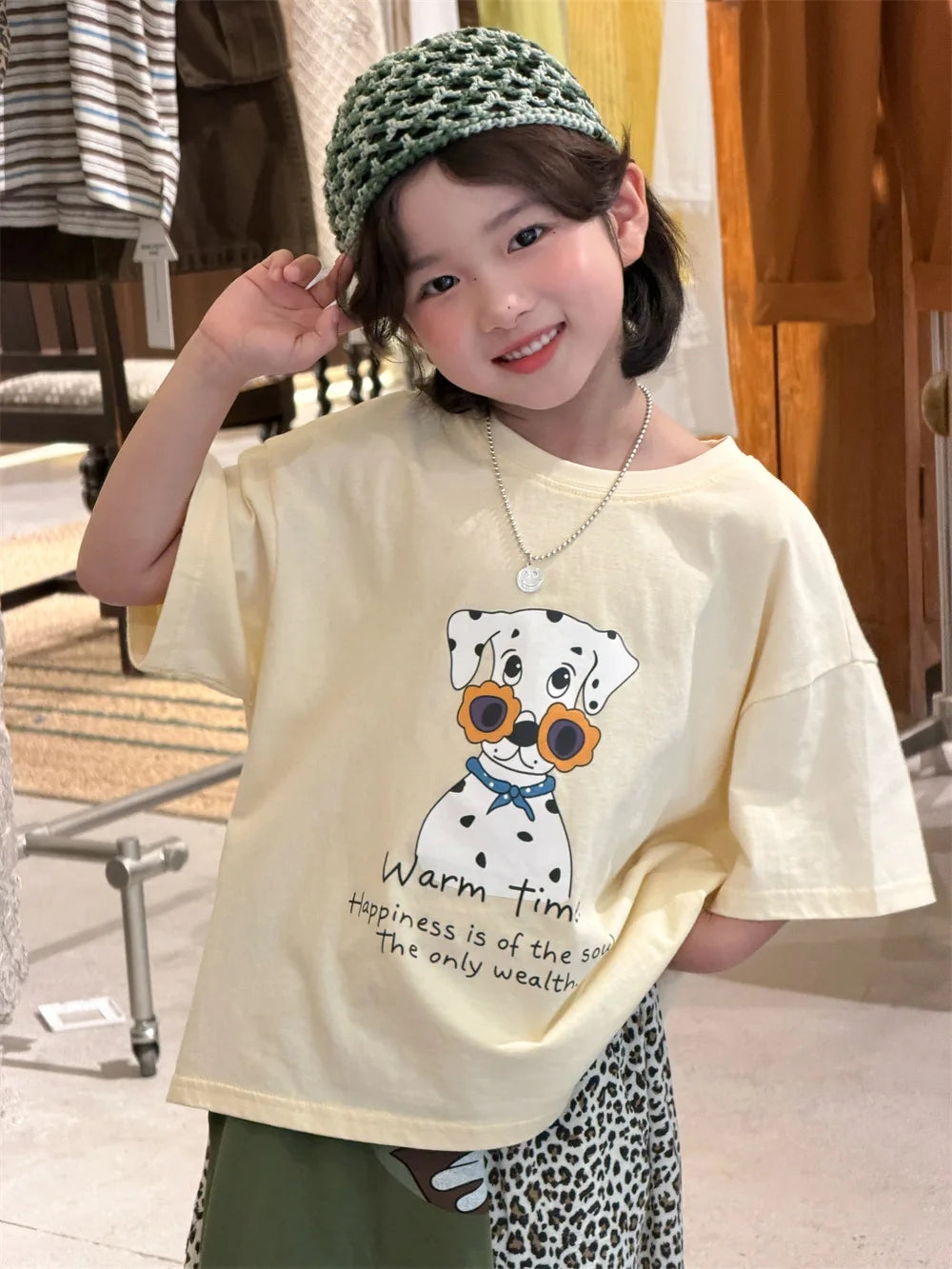 Novedad de verano, camiseta holgada con estampado de dibujos animados de estilo coreano para niños, camiseta de manga corta p...