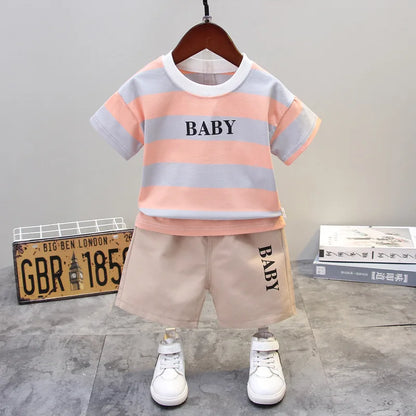 Novedad de verano, ropa de verano para bebés, conjuntos de ropa para niños recién nacidos, camisetas de manga corta con cuello redondo, pantalones cortos geniales, trajes deportivos