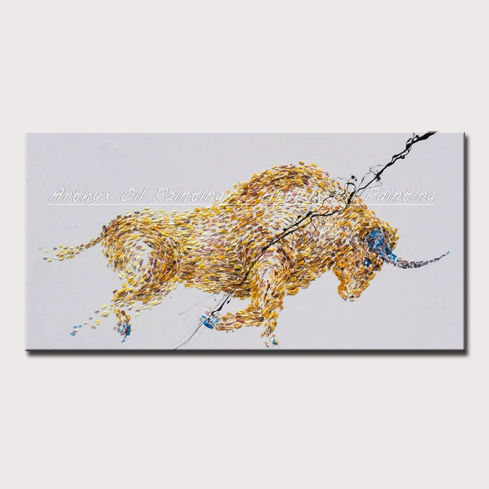 Arthyx, pintura al óleo de toro abstracta con textura acrílica sobre lienzo, imágenes artísticas modernas hechas a mano para decoración del hogar y sala de estar + paquete Switch in Art completo