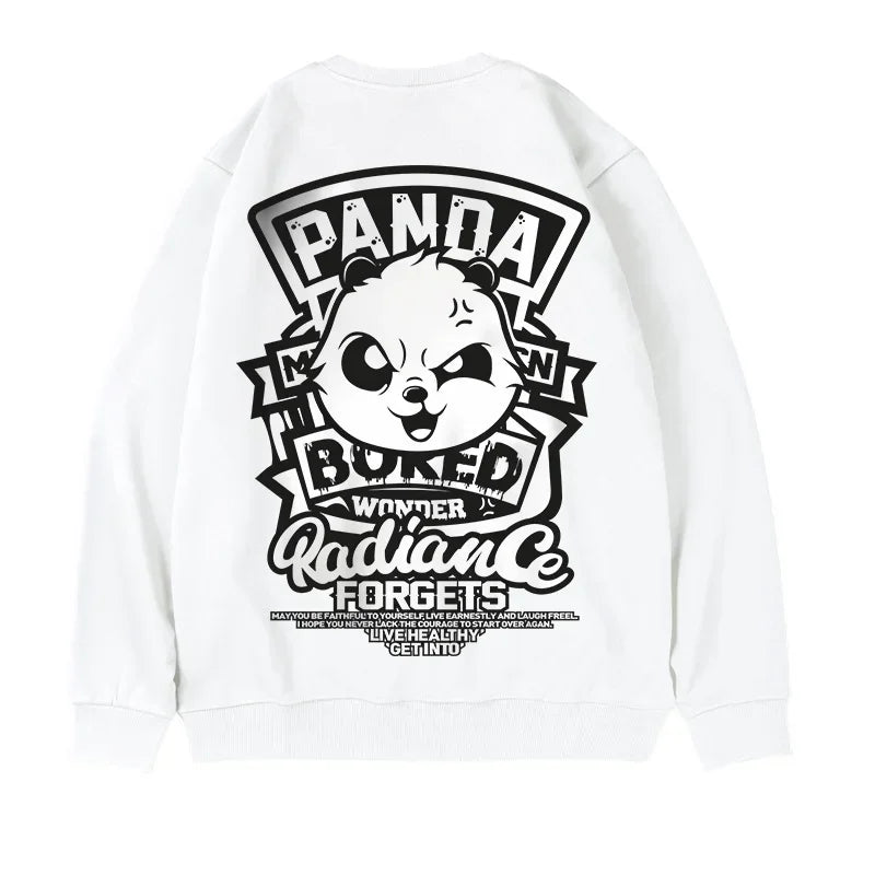 Otoño Anime Panda impreso sudaderas hombres nueva ropa de calle de gran tamaño pulóver con capucha Hip Hop Y2K Vintage sudaderas para hombres