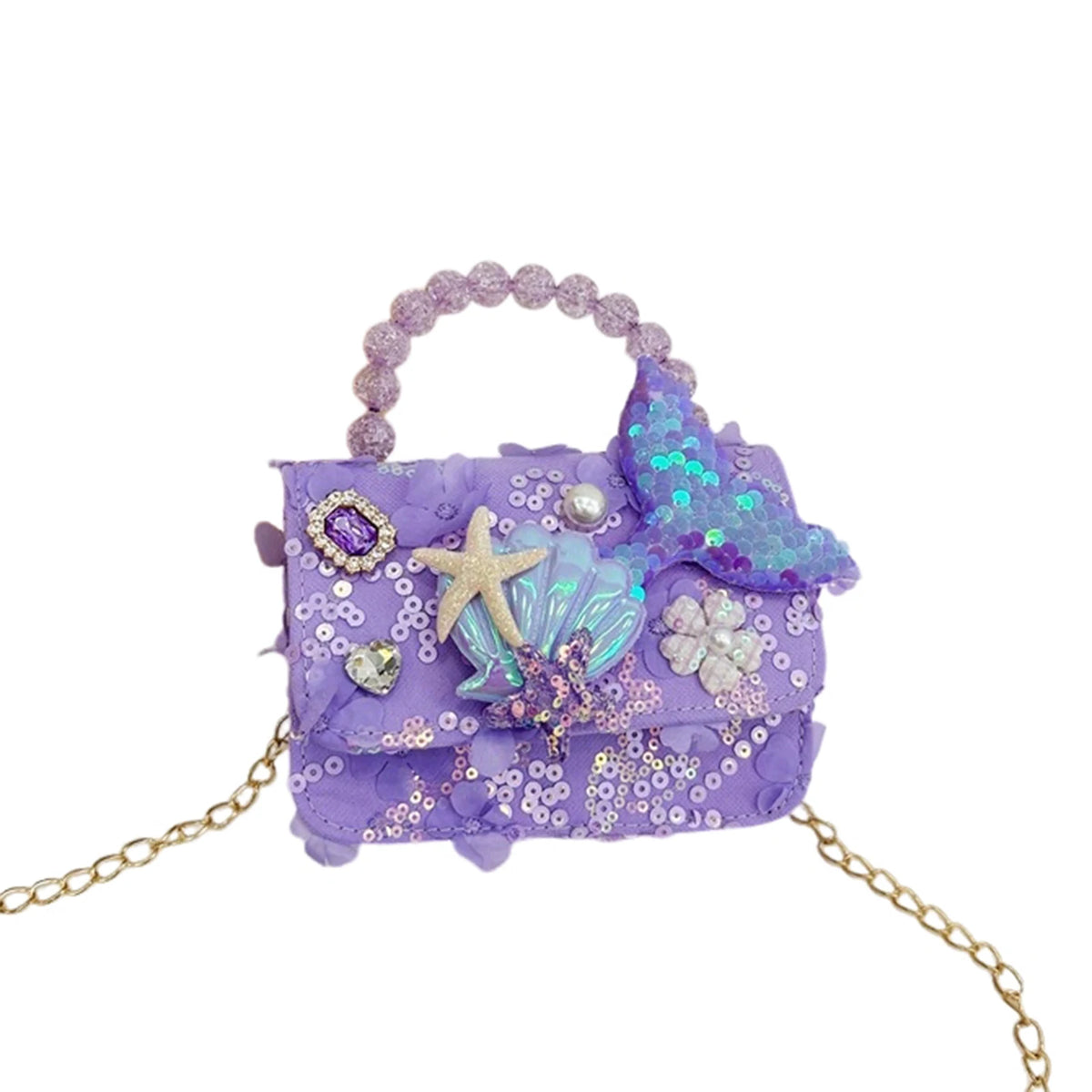 Bolso de Mano con Perlas para Niñas, Mini Bolso Bandolera, Estilo Moderno, para Regalo de Cumpleaños, Ligero, de Cuero PU