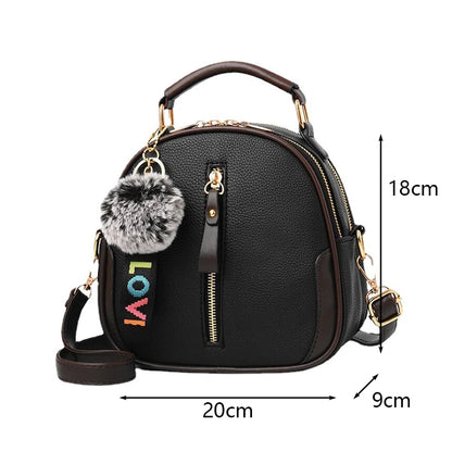 Bolsos pequeños de cuero PU para mujer, bolso de hombro tipo bandolera con diseño de bola de pelo, bolsos de mensajero de lujo a la moda para mujer