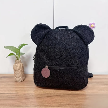 Mochila Mini con Orejas de Oso, Personalizable con Nombre Bordado, de Pana y Felpa, para Niñas, Mujeres, Niños Pequeños, Regalo para Guardería