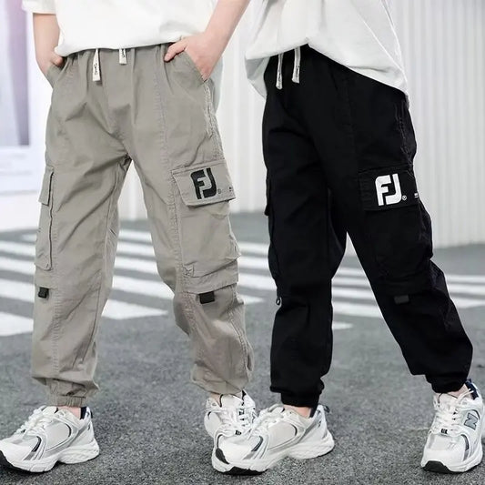 Pantalones Cargo Casuales de Primavera y Otoño para Niños, Pantalones Deportivos Holgados con Estampado de Letras para Niños de 5, 6, 8, 10, 12 y 14 Años, Pantalones de Algodón para Adolescentes