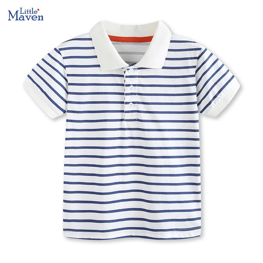 Little Maven 2026, Ropa de Verano para Niños, Camisetas, Polos a Rayas, Ropa Escolar para Bebés y Niños, Algodón