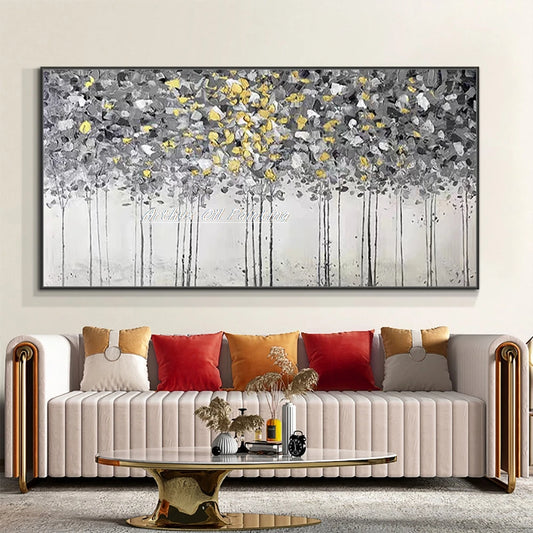 Arthyx, pintura al óleo de árbol pintada a mano sobre lienzo, imagen artística de pared abstracta de paisaje moderno para decoración de sala de estar, hogar y oficina + paquete Switch in art completo