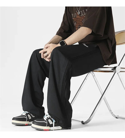 Pantalones Deportivos Grises de Pierna Recta Estilo Hip Hop 2026 para Hombre, Pantalones Holgados de Moda Coreana de Primavera, Estilo Y2K, Casuales