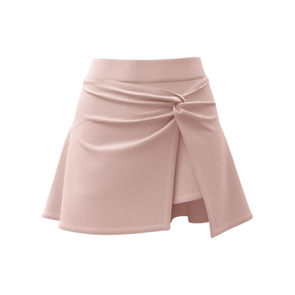 Falda deportiva para mujer, falda de tenis de cintura alta con nudo frontal, falda plisada con abertura discreta, minifalda transpirable con bolsillos, color rosa