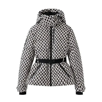 Fashionable Printed Warm Cotton Jacket Women's Winter Clothing Long Sleeve  Color Design Stylish And Comfortable