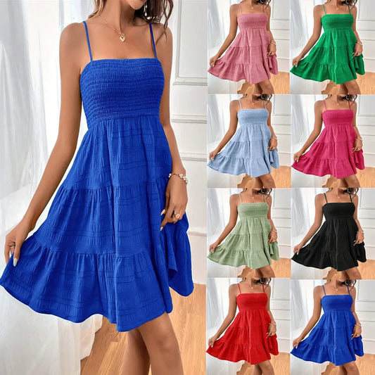 Vestido Strapless para Mujer | Cintura Alta, Sin Mangas y Falda de Caída Elegante