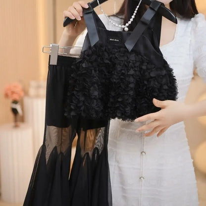 Conjunto para niña, novedad de verano, estilo elegante para niña, estilo veraniego, conjunto de dos piezas con tirantes a la moda para niña pequeña