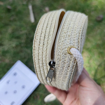 Bolso de hombro hecho a mano para niños y niñas, con flores bandolera de paja, monedero para llaves, Mini bolso de princesa