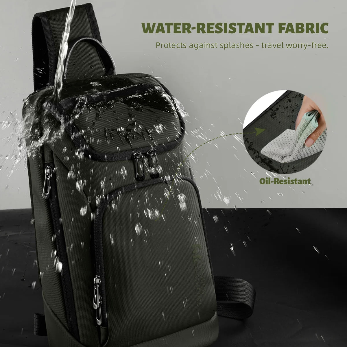 Bolso de hombro multifunción HK para hombre, bolso cruzado impermeable, apto para iPad de 11 pulgadas, bolso bandolera ligero para viajes al aire libre