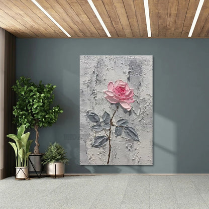Cuadro Decorativo de Pared con Diseño de Rosa, Pintura Acrílica Texturizada 3D Pintada a Mano, Pintura Abstracta al Óleo de Gran Tamaño, + Paquete Switch In Art completo