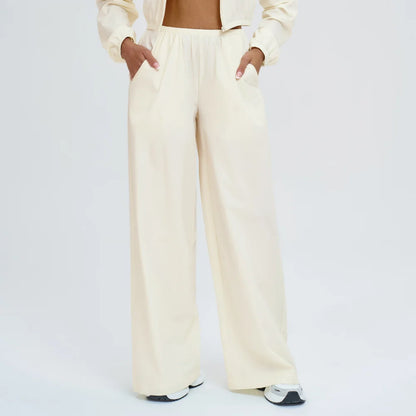 Pantalones de yoga deportivos de pierna ancha con protección solar para mujer, pantalones casuales de fitness, pantalones de gimnasio de cintura alta para mujer