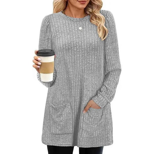 Suéter de punto para mujer, estilo europeo y americano, tejido de lino, moda femenina, otoño-invierno 2024, longitud media.