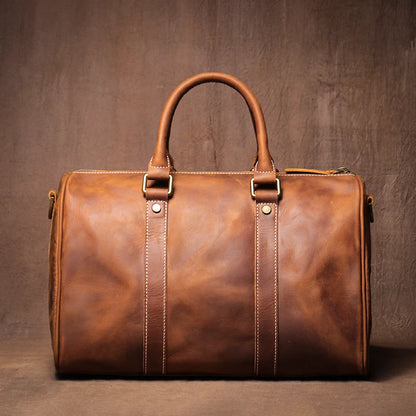 GURO-bolsos de viaje Retro de cuero de vaca para hombre y mujer, bolso de mano de cuero genuino, bolsa de Fitness de fin de semana de lujo, equipaje de viaje corto