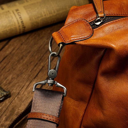 Bolso de viaje para hombre, bolso de equipaje de cuero genuino para hombre, mochila de viaje Vintage, bolsos grandes de cuero de vaca duradero para fin de semana para hombre # Co