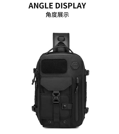 OZUKO-Bolso cruzado de hombro para hombre, bolsa de pecho, impermeable, táctico, cintura, bandolera, cremallera, moda, deportes al aire libre, negro