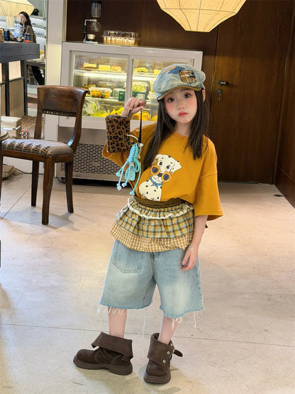 Novedad de verano, camiseta holgada con estampado de dibujos animados de estilo coreano para niños, camiseta de manga corta p...