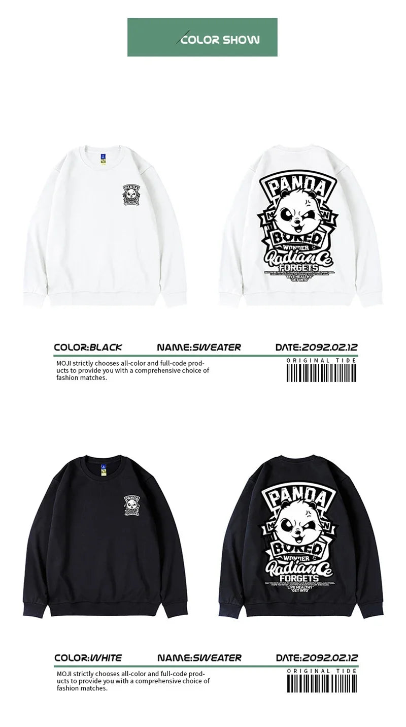 Otoño Anime Panda impreso sudaderas hombres nueva ropa de calle de gran tamaño pulóver con capucha Hip Hop Y2K Vintage sudaderas para hombres