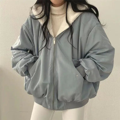 Lamb Fur Jacket Women's Autumn Winter Thickened Double-Sided Wear Cotton Coat Winter New Style Cotton Padded Hat Thick Cotton...