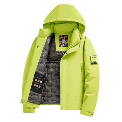 Chaqueta de algodón de mezcla de lana verde fluorescente de invierno 2025 para hombre - Chaqueta acolchada de algodón verde fluorescente (negro/rojo/caqui)