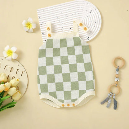 Body infantil, ropa de 0 a 18m con patrón a cuadros para recién nacidos, niños y niñas, mono informal sin mangas, mono, trajes para niños pequeños de una pieza