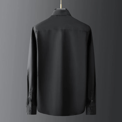 Camisa de lujo hecha a mano con cuentas para hombre, camisas de vestir informales ajustadas de manga larga para negocios, fiesta Social, banquete, escenario, estrella, ropa para hombre