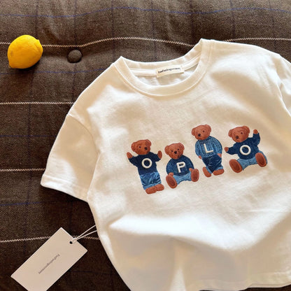 Camiseta de Algodón con Dibujos Animados para Niños, Estilo Veraniego, Informal, Delgada, de Manga Corta, de Algodón Puro par...