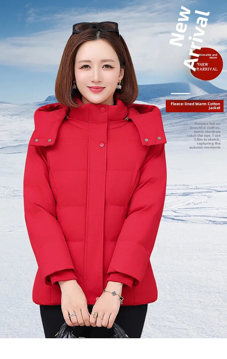 Chaqueta de algodón con forro polar grueso para mujer ENYW, abrigo informal holgado de invierno, ropa cálida para mamá, manga...