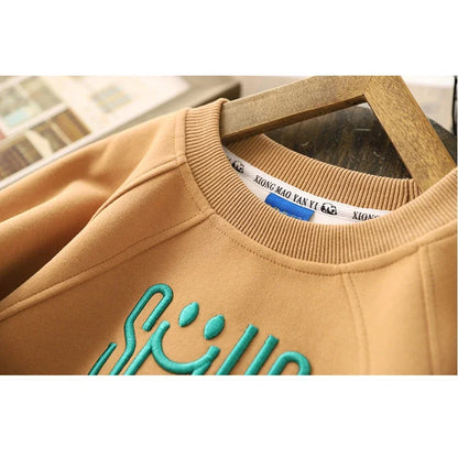 4-12 años adolescentes niños Shrit primavera otoño sudadera con letras sólidas para niños guapos niños deportes Casual Pullove