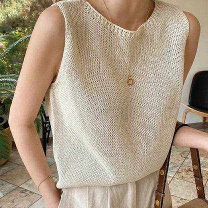 Loose Casual Comfortable Knitted Vest Women's Sleeveless Top Fashionable Summer Design Sense Soft Style Commute Korean Version