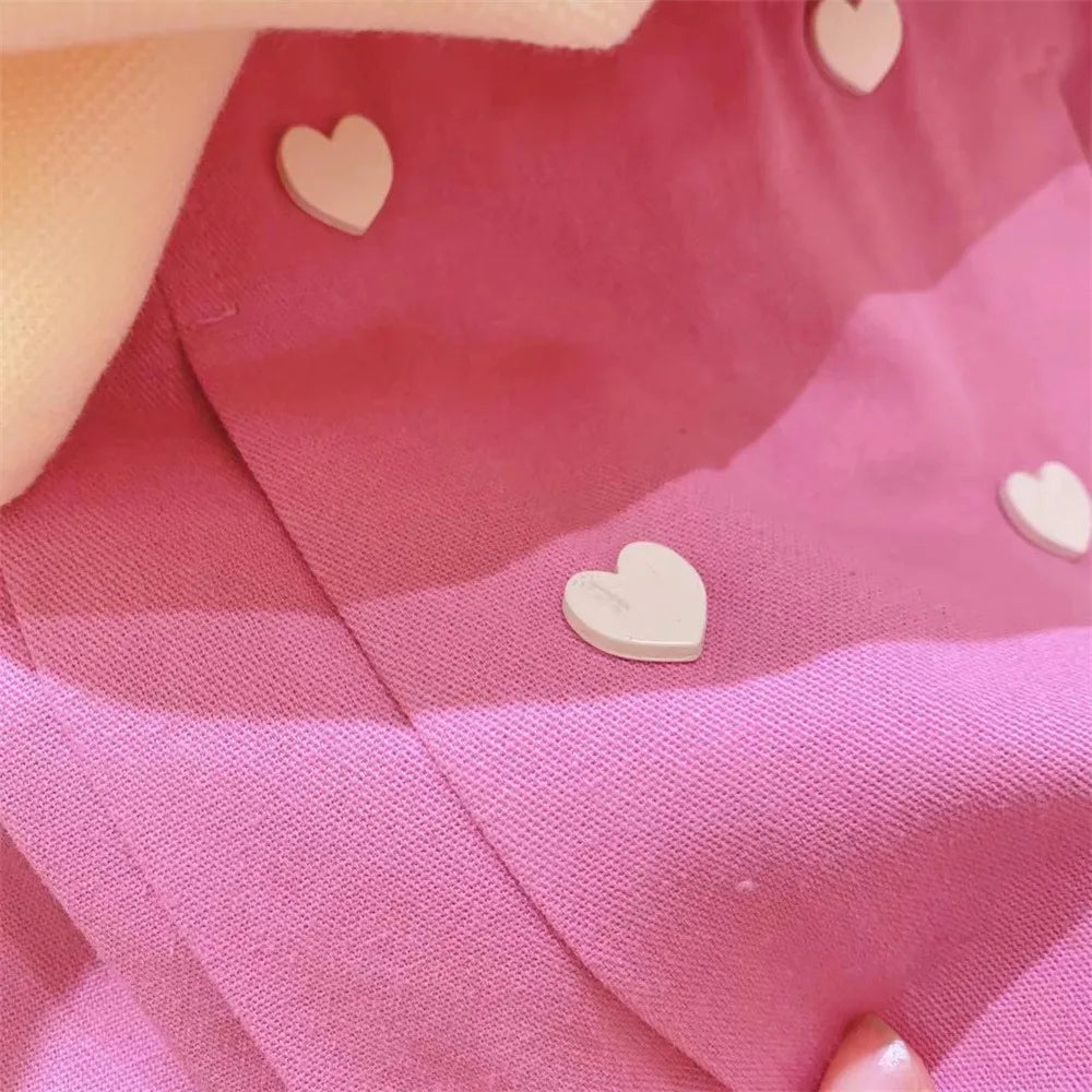 Conjunto de ropa de moda para chicas, novedad de verano, camiseta con cuello de muñeca con estampado de bordado de corazón + Pantalones cortos, traje de 2 uds para niños de 3 4 5 6 8 años