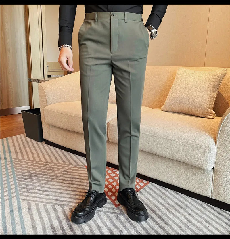 Camisas de vestir de negocios para hombres, pantalones ajustados de traje Social de oficina informal, pantalones de fiesta de boda de alta calidad, ropa de otoño e invierno