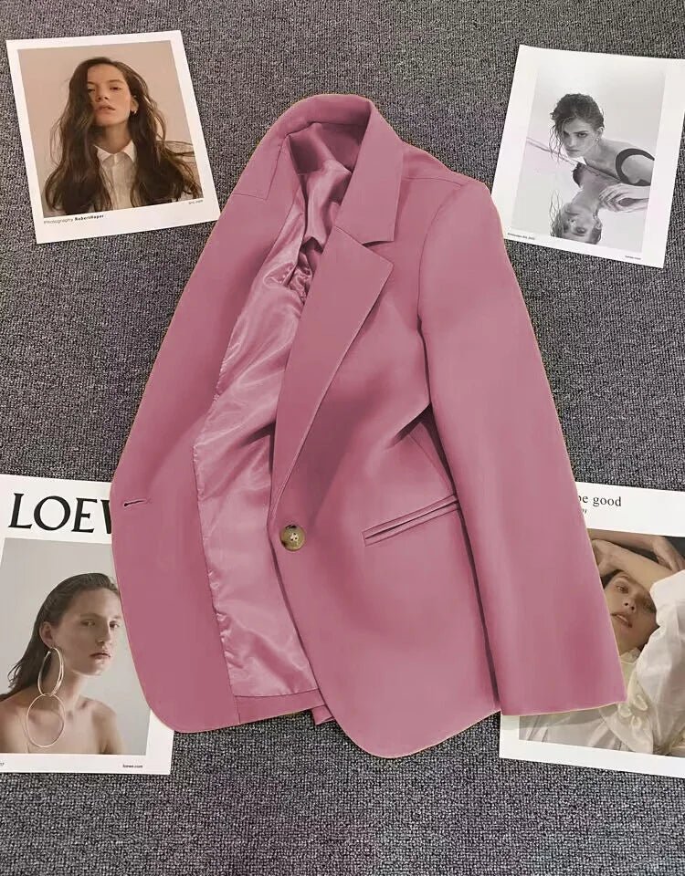 Green Suit Jacket Women's Fashionable Versatile Spring Autumn Polyester Commute Style Regular Thickness Online Exclusive